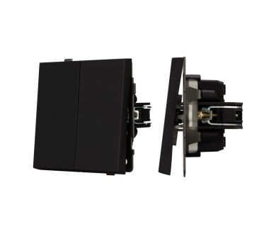 Механизм выключателя двухклавишный проходной Arlight SWT-TENDO-MKP2-SFPL-BK (230V, 10A) 054553