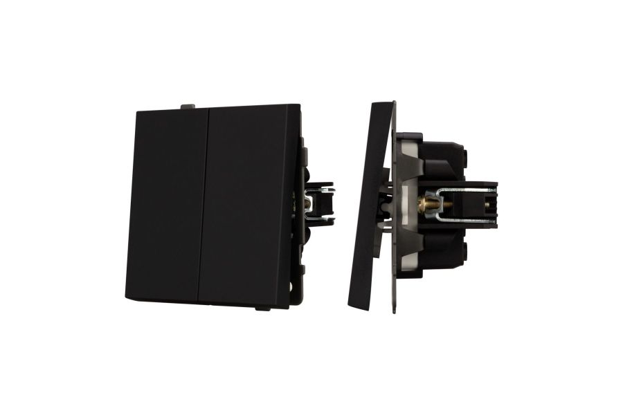 Механизм выключателя двухклавишный проходной Arlight SWT-TENDO-MKP2-SFPL-BK (230V, 10A) 054553
