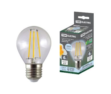 Лампа светодиодная филаментная TDM Electric E27 6W 4000K прозрачная SQ0340-0280