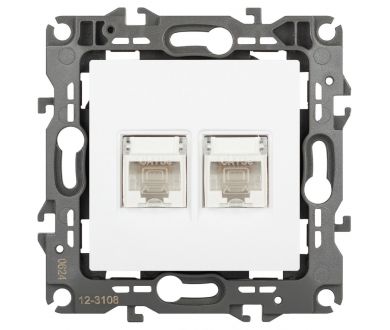 Розетка компьютерная двойная RJ45 Эра 12-3108-01М Б0065686