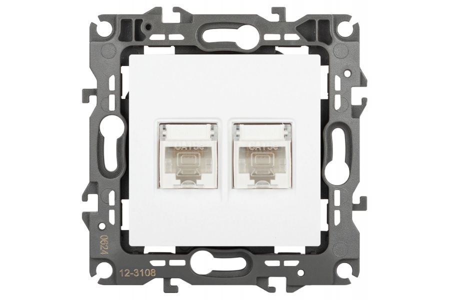 Розетка компьютерная двойная RJ45 Эра 12-3108-01М Б0065686