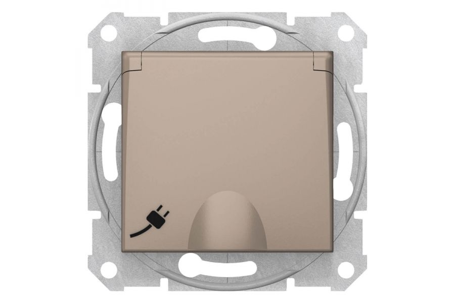 Розетка Schneider Electric Sedna с з/к со шторками и крышкой 16A 250V SDN3100468