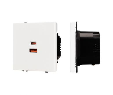 USB Розетка тип A+C софт-тач белый кварц Arlight SCT-MUAC-SFPL-FC-WH (65W, QC3) 054316(1)