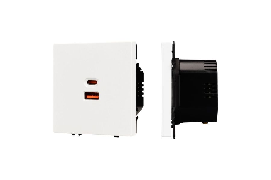 USB Розетка тип A+C софт-тач белый кварц Arlight SCT-MUAC-SFPL-FC-WH (65W, QC3) 054316(1)