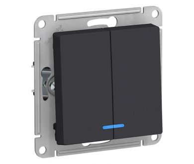 Купить Выключатель двухклавишный Schneider Electric AtlasDesign 10A 250V с подсветкой карбон ATN001053 Выключатель двухклавишный Schneider Electric AtlasDesign 10A 250V с подсветкой карбон ATN001053