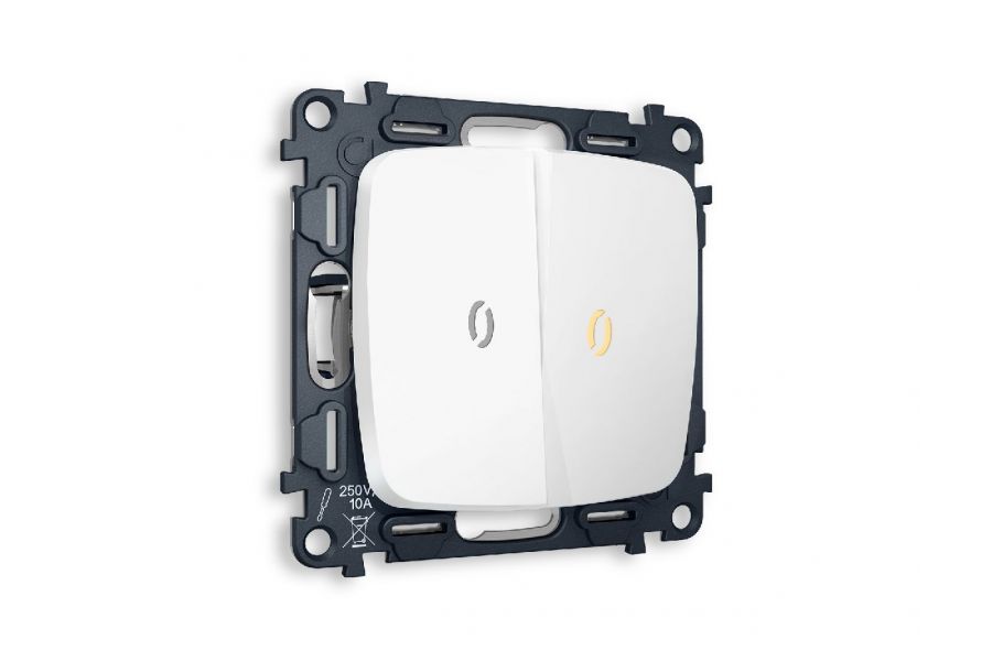Комплект механизма 2-кл выключателя с подсветкой Ambrella Volt Omega MO124010