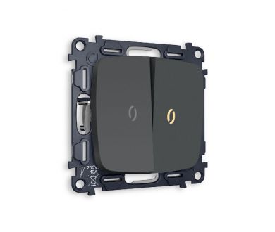Комплект механизма 2-кл проходного выключателя с подсветкой Ambrella Volt Omega MO904030