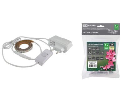 Светодиодная лента TDM Electric 12В 2835 4,8Вт/м 3000K 1м IP20 SQ0331-0222