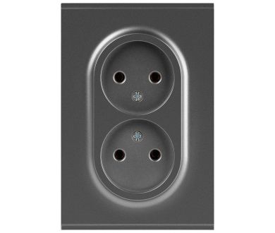 Розетка Эра Arktik 16-2107-06 без заземления двойная 2X2P 16А-250В графит Б0071686