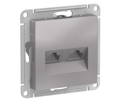 Розетка двойная компьютерная RJ45+RJ45, кат.5E, механизм Systeme Electric AtlasDesign Алюминий ATN000385