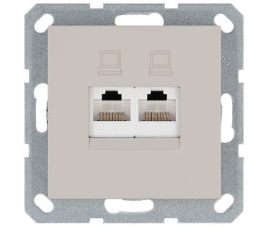 Интернет-розетка RJ45 двойная с накладкой, цвет Тауп Jasmart G6106T