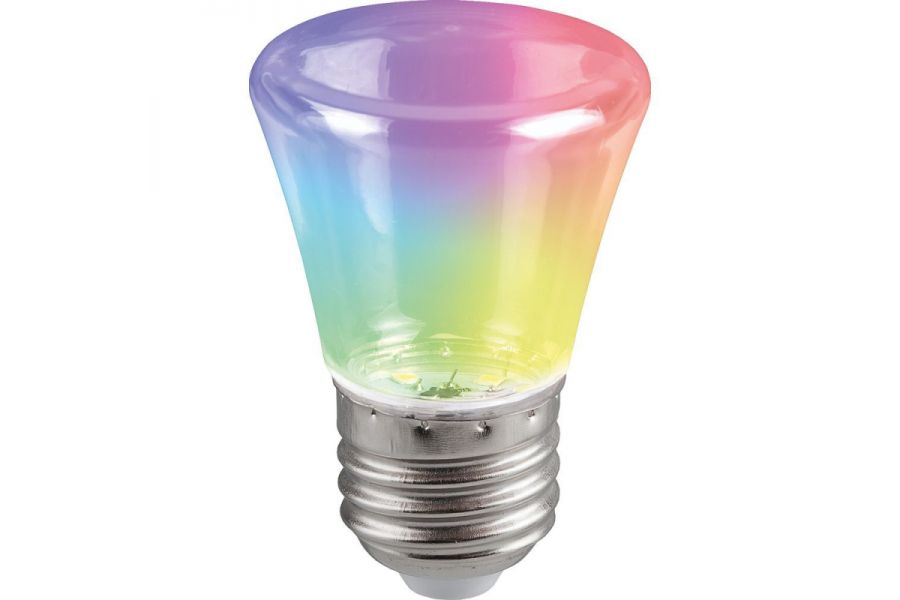 Лампа светодиодная Feron LB-372 Колокольчик прозрачный E27 1W RGB плавная смена цвета 38134