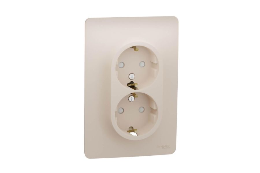 Розетка двойная Schneider Electric Unica New с/з со шторками NU206744
