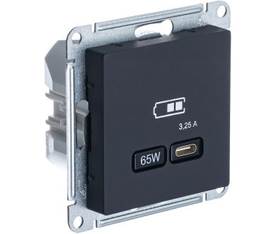 Розетка тип-C 65W высокоскор.заряд. QC, PD, мех. Systeme Electric AtlasDesign Карбон USB ATN001027