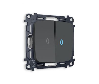 Комплект механизма 2-кл проходного выключателя с подсветкой Ambrella Volt Omega MO904040