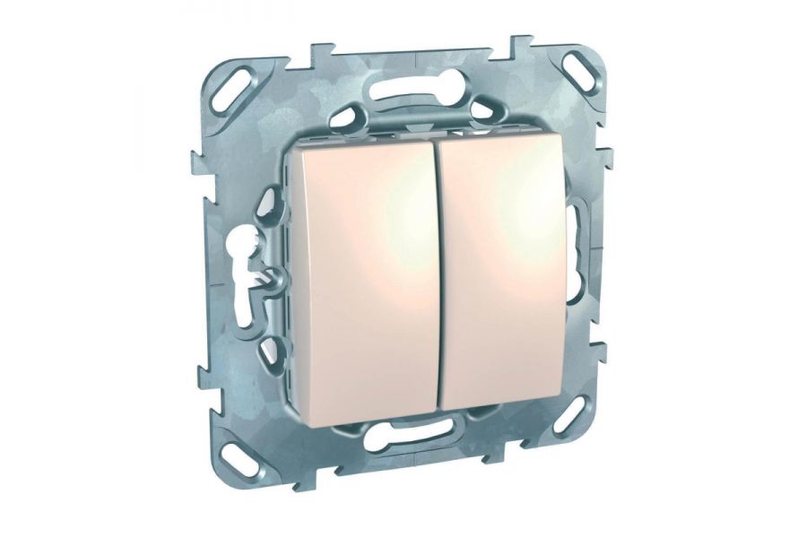 Переключатель двухклавишный Schneider Electric Unica 10AX 250V MGU5.213.25ZD