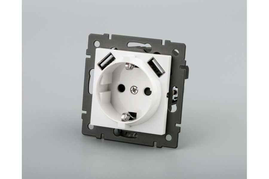 Механизм розетки с USB зарядкой Arlight SCT-MUAA-PL-WH-V (250V, 16A) 049818