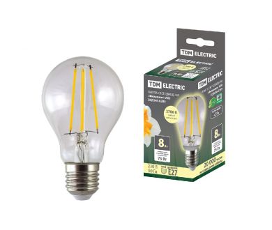 Лампа светодиодная филаментная TDM Electric E27 8W 2700K прозрачная SQ0340-0289