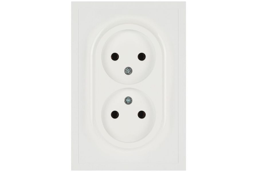 Розетка ЭРА Galaxy 15-2107-01 без заземления двойная 2X2P 16А-250В IP20 белый Б0071697