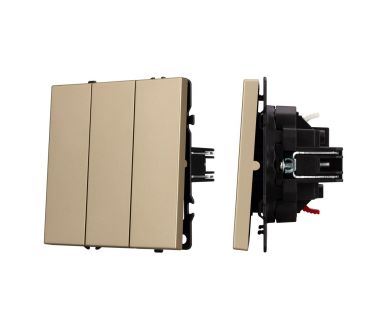 Механизм выключателя трехклавишный непроходной Arlight SWT-NOBE-MK03-SFPL-GD (230V, 10A) (Золотой песок) 061798