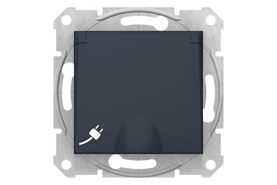 Розетка Schneider Electric Sedna с з/к со шторками и крышкой 16A 250V SDN3100470