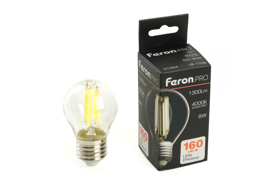 Лампа светодиодная Feron LB-1708 E27 8W 4000K 51254