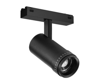 Трековый магнитный светильник Arlight MAG-VIBE-SPOT-ZOOM-R47-10W Warm3000 (BK, 20-55 deg, 48V) 044483