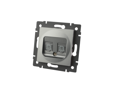 Механизм компьютерной розетки двойной Arlight SCT-MPC2-PL-GR-V (RJ-45, CAT6) 049851