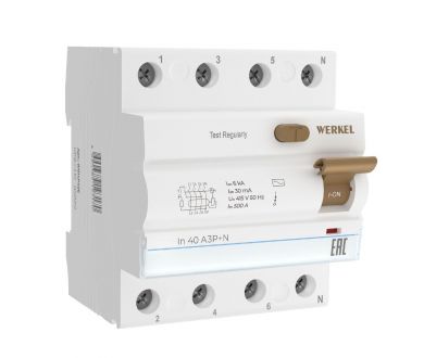 Устройство защитного отключения 3P+N 40 A 30 mА АС 6 kА Werkel W914P406 4690389193170 a062565