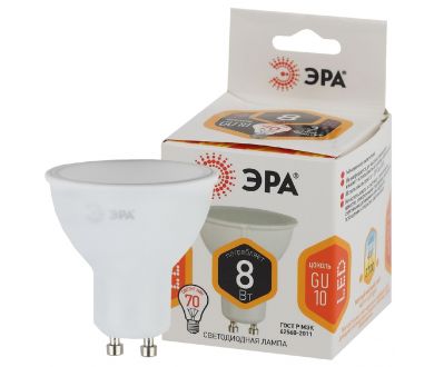 Лампа светодиодная Эра GU10 8W 2700K LED MR16-8W-827-GU10 Б0036728