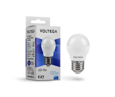 Лампа светодиодная Voltega E27 10W 4000K шар матовый VG2-G45E27cold10W 8456