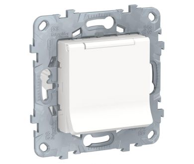 Розетка Schneider Electric Unica New с/з со шторками, с крышкой 16A 250V NU503718TA