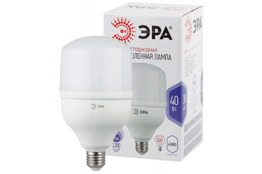 Лампа светодиодная Эра E27 40W 6500K LED POWER T120-40W-6500-E27 Б0027006