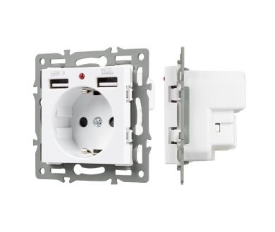 Механизм розетки с USB зарядкой Arlight SCT-MUAA-PL-WH (250V, 16A) 043733