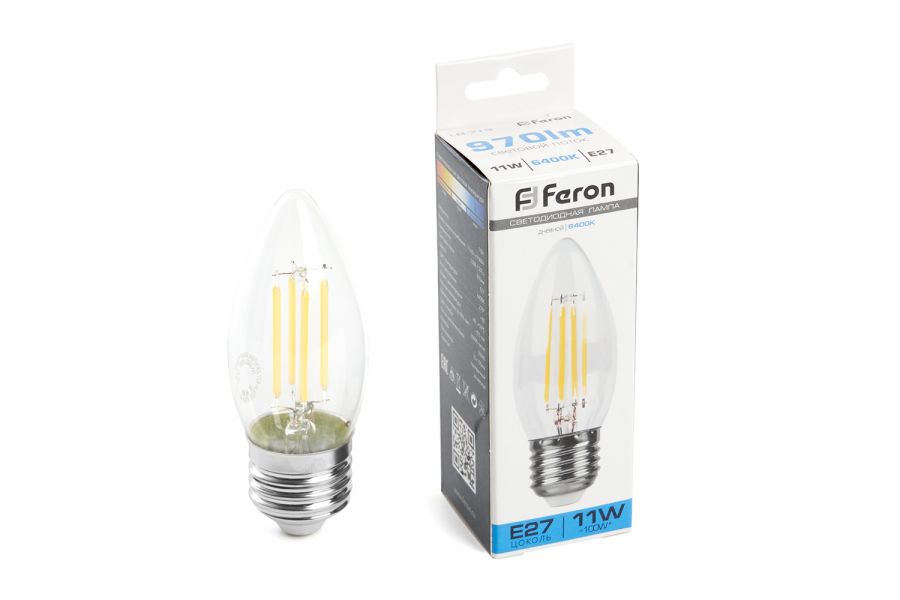 Лампа светодиодная Feron LB-713 Свеча E27 11W 6400K 38274