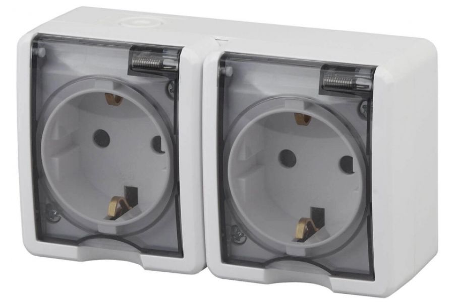 Розетка ЭРА Эксперт 2х2P+E IP54 16A 250V 11-2403-01 Б0020716