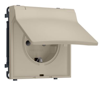 Комплект механизма электрической розетки SIGMA Кашемир 50Hz 2P+E с/з с/ш и крышкой IP44 16A-250V QUANT PRO Ambrella Volt MS348010 (SP3480, PR141)