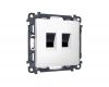 Комплект механизма компьютерной двойной розетки RJ-45 с автоматической защитной шторкой Alfa Белый матовый Quant Ambrella Volt MA132110 (AP1321, VM189)