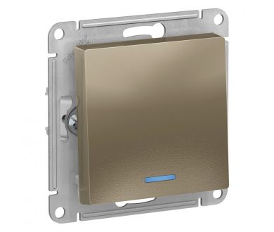 Выключатель 1-клавишный с подсветкой, сх.1а, 10АХ Systeme Electric AtlasDesign Шампань ATN000513