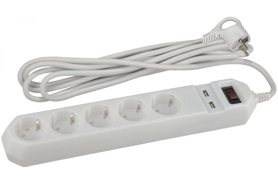 Сетевой фильтр Эра USF-5es-1.5m-USB-W Б0019037