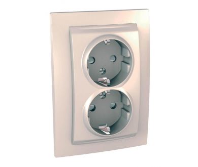 Розетка двойная Schneider Electric Unica с/з со шторками 10A 250V MGU23.067.25D