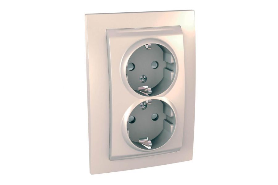 Розетка двойная Schneider Electric Unica с/з со шторками 10A 250V MGU23.067.25D