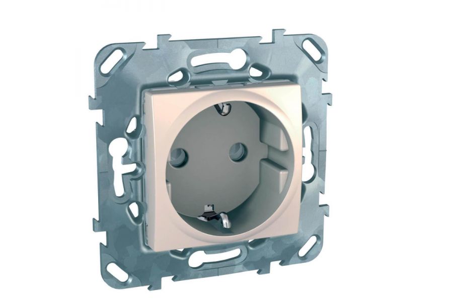 Розетка Schneider Electric Unica с/з со шторками б/зажим клеммы 16A 250V MGU5.057.25ZD
