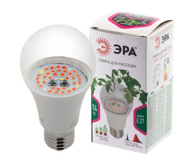Фитолампа для растений светодиодная ЭРА E27 14W 1310K FITO-14W-RB-E27-K Б0039071