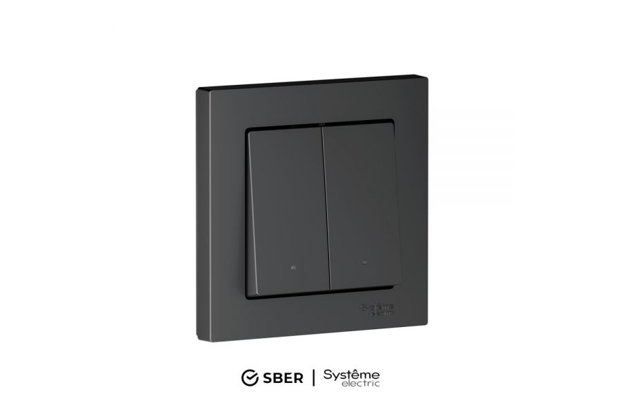 Выключатель 2-кл с подсв., Zigbee, сх.5, L+N, 10А SBER Systeme Electric AtlasDesign Smart Карбон ATN001053Z