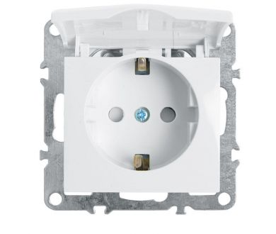 Розетка Stekker Эрна с/з 16A 250V с крышкой защитной шторкой белый PST16-9112-01 39319