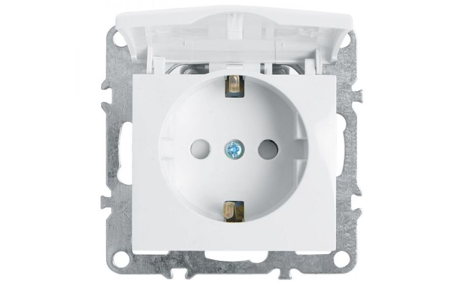 Розетка Stekker Эрна с/з 16A 250V с крышкой защитной шторкой белый PST16-9112-01 39319