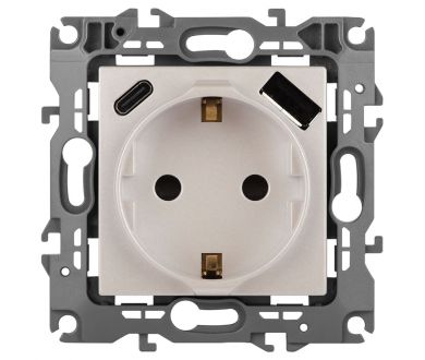 Розетка со шторками с USB type-A+C Эра 12-4108-15 Б0067767