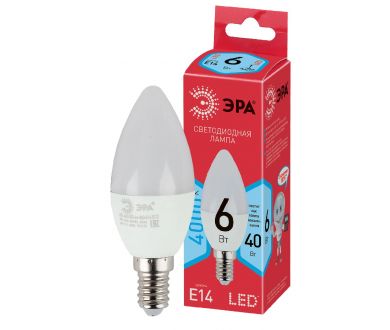 Лампа светодиодная Эра E14 6W 4000K LED B35-6W-840-E14 R Б0051057