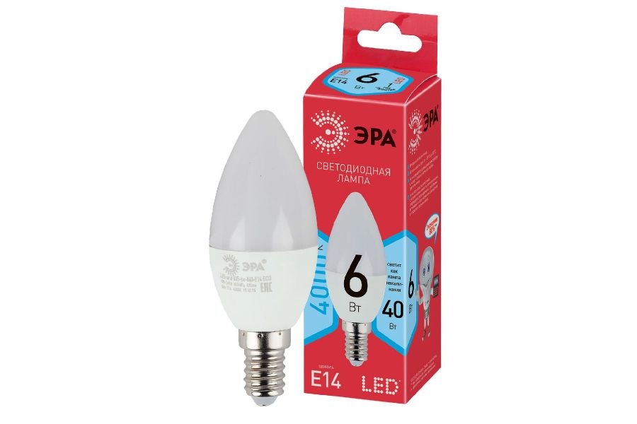 Лампа светодиодная Эра E14 6W 4000K LED B35-6W-840-E14 R Б0051057